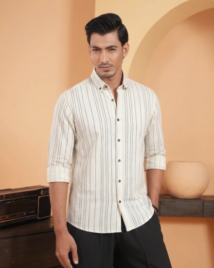 Black & White Vertical Stripe Shirt