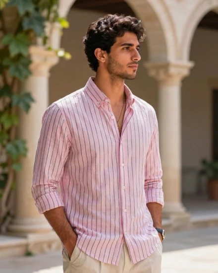 Pastel Pink Striped Button Down Shirt